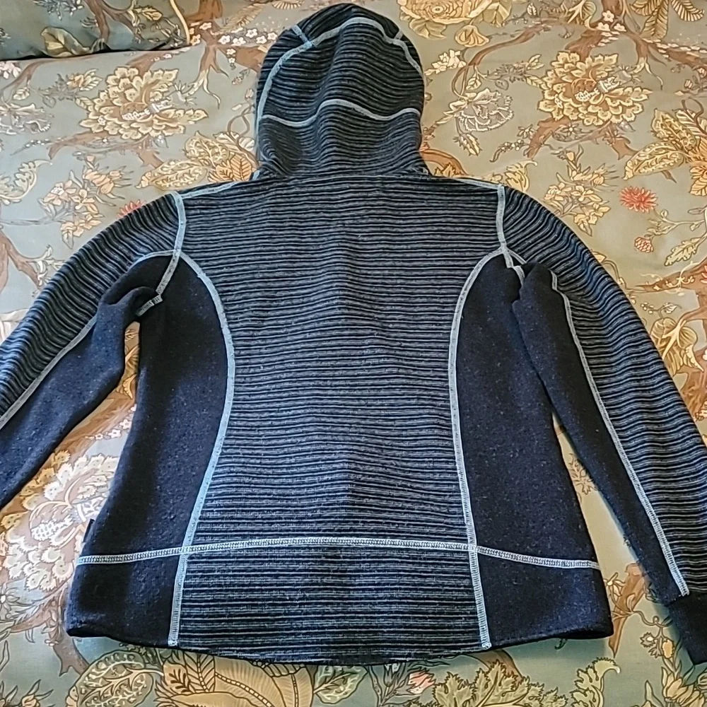 Kuhl Blue Striped Chianti Fleece Full Zip Wool Blend Hoodie Size Small - Picture 5 of 8